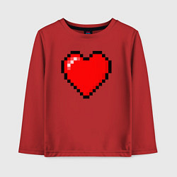 Лонгслив хлопковый детский Пиксельное сердце-здоровье - Красный, цвет: красный
