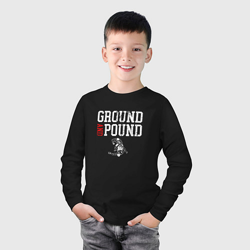 Детский лонгслив Ground And Pound Добивание ММА / Черный – фото 3