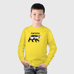Лонгслив хлопковый детский Камчатка - родной край, цвет: желтый — фото 2