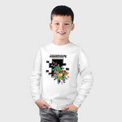 Лонгслив хлопковый детский Логотип Майнкрафт, цвет: белый — фото 2