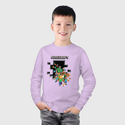 Лонгслив хлопковый детский Логотип Майнкрафт, цвет: лаванда — фото 2