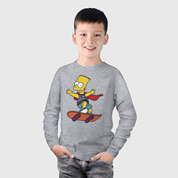 Лонгслив хлопковый детский Барт Симпсон - крутой скейтер, цвет: меланж — фото 2