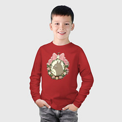 Лонгслив хлопковый детский Тоторо с бантиком, цвет: красный — фото 2