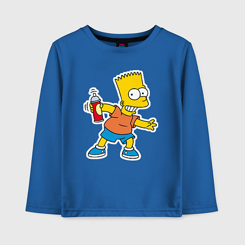 Детский лонгслив Барт Симпсон с баплончиком для граффити / Синий – фото 1