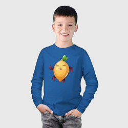 Лонгслив хлопковый детский Танцующий лимон, цвет: синий — фото 2