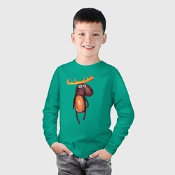 Лонгслив хлопковый детский Прикольный лосяш, цвет: зеленый — фото 2