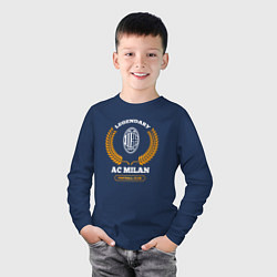 Лонгслив хлопковый детский Лого AC Milan и надпись legendary football club, цвет: тёмно-синий — фото 2