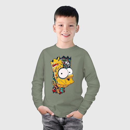Детский лонгслив Cyber-Bart - Simpsons family / Авокадо – фото 3
