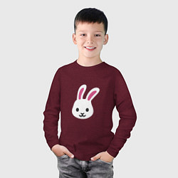 Лонгслив хлопковый детский Мордочка белого зайца, цвет: меланж-бордовый — фото 2
