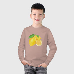 Лонгслив хлопковый детский Сочные лимоны, цвет: пыльно-розовый — фото 2