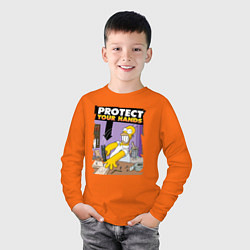 Лонгслив хлопковый детский Гомер, защити свои руки!, цвет: оранжевый — фото 2