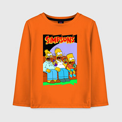 Лонгслив хлопковый детский Симпсоны мужики пялятся в ящик, цвет: оранжевый