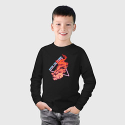 Лонгслив хлопковый детский Retrowave Японский Дракон, цвет: черный — фото 2