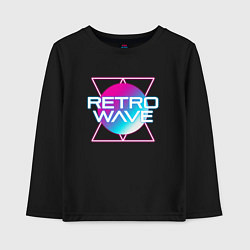 Лонгслив хлопковый детский Retrowave Neon, цвет: черный