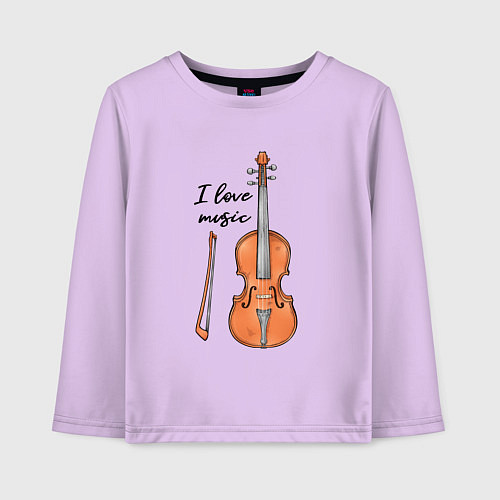 Детский лонгслив Я люблю скрипку / Лаванда – фото 1
