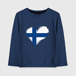 Лонгслив хлопковый детский Сердце - Финляндия, цвет: тёмно-синий
