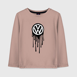 Лонгслив хлопковый детский Volkswagen - art logo, цвет: пыльно-розовый