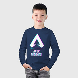 Лонгслив хлопковый детский Apex Legends в стиле glitch и баги графики, цвет: тёмно-синий — фото 2