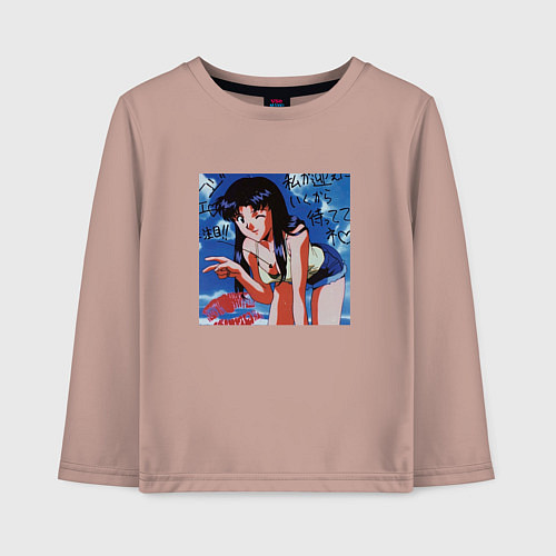 Детский лонгслив Евангелион фотография Мисато / Пыльно-розовый – фото 1
