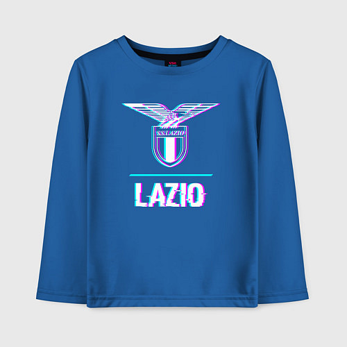 Детский лонгслив Lazio FC в стиле glitch / Синий – фото 1
