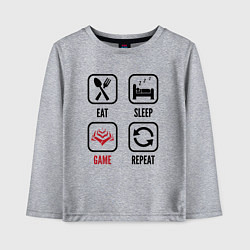 Лонгслив хлопковый детский Eat - sleep - Warframe - repeat, цвет: меланж