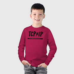 Лонгслив хлопковый детский TCPIP Connecting people since 1972, цвет: маджента — фото 2