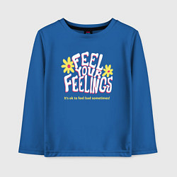 Лонгслив хлопковый детский Feel your feelings, цвет: синий