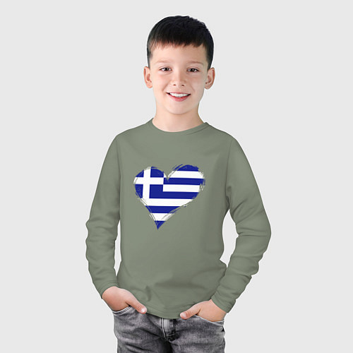 Детский лонгслив Сердце - Греция / Авокадо – фото 3