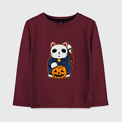 Лонгслив хлопковый детский Cat Halloween, цвет: меланж-бордовый