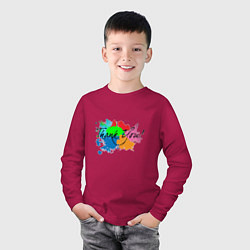 Лонгслив хлопковый детский Спасибо по английски, цвет: маджента — фото 2
