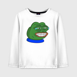 Лонгслив хлопковый детский Лягушонок Пепе насмешливо смеётся, цвет: белый