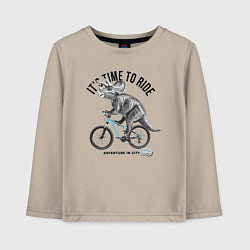 Лонгслив хлопковый детский Путешествие на велосипеде, цвет: миндальный