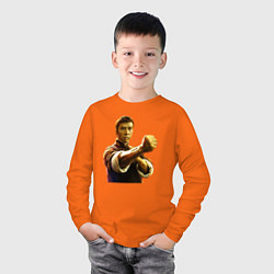 Лонгслив хлопковый детский Ип Ман, цвет: оранжевый — фото 2