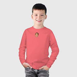 Лонгслив хлопковый детский Николас Кейдж - улыбка, цвет: коралловый — фото 2