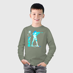 Лонгслив хлопковый детский Биатлон спортсмен, цвет: авокадо — фото 2