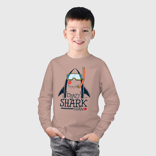 Детский лонгслив Сумасшедший акуламен / Пыльно-розовый – фото 3