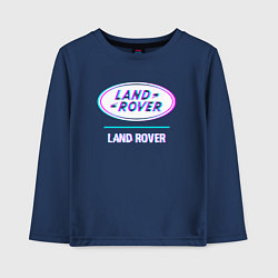 Лонгслив хлопковый детский Значок Land Rover в стиле glitch, цвет: тёмно-синий