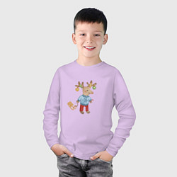 Лонгслив хлопковый детский Рождественский олень с санями, цвет: лаванда — фото 2