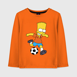 Лонгслив хлопковый детский Барт Симпсон бьёт по футбольному мячу, цвет: оранжевый