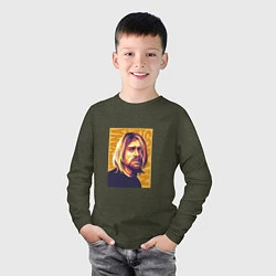 Лонгслив хлопковый детский Nirvana - Cobain, цвет: меланж-хаки — фото 2