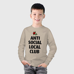 Лонгслив хлопковый детский Anti social local club, цвет: миндальный — фото 2
