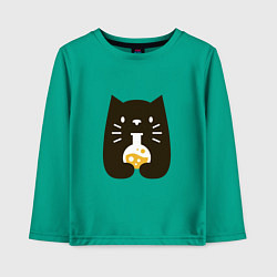 Лонгслив хлопковый детский Котик - Химик, цвет: зеленый