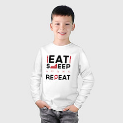 Лонгслив хлопковый детский Надпись: eat sleep Quake repeat, цвет: белый — фото 2