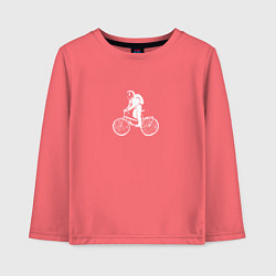 Лонгслив хлопковый детский По космосу на велосипеде, цвет: коралловый