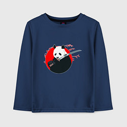 Лонгслив хлопковый детский Панда держит меч, цвет: тёмно-синий