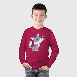 Лонгслив хлопковый детский Воющий волчонок, цвет: маджента — фото 2