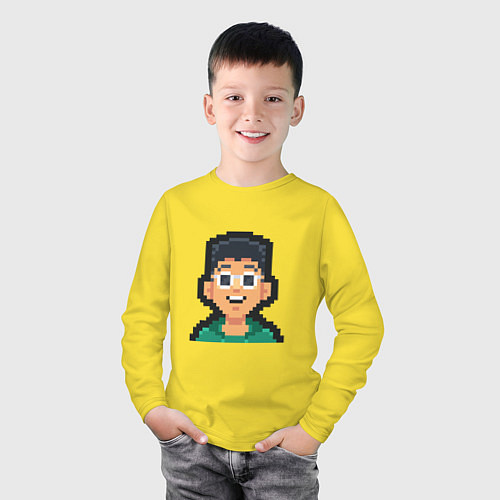 Детский лонгслив Pixel boy / Желтый – фото 3