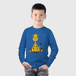 Лонгслив хлопковый детский Детёныш жирафа, цвет: синий — фото 2