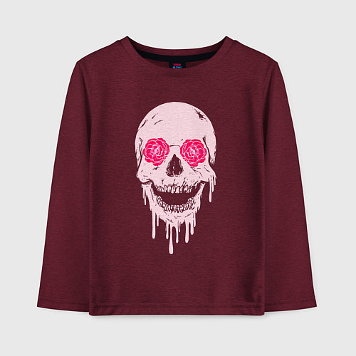 Детский лонгслив Jolly skull / Меланж-бордовый – фото 1