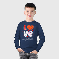 Лонгслив хлопковый детский LOVE basketball сердечки, цвет: тёмно-синий — фото 2